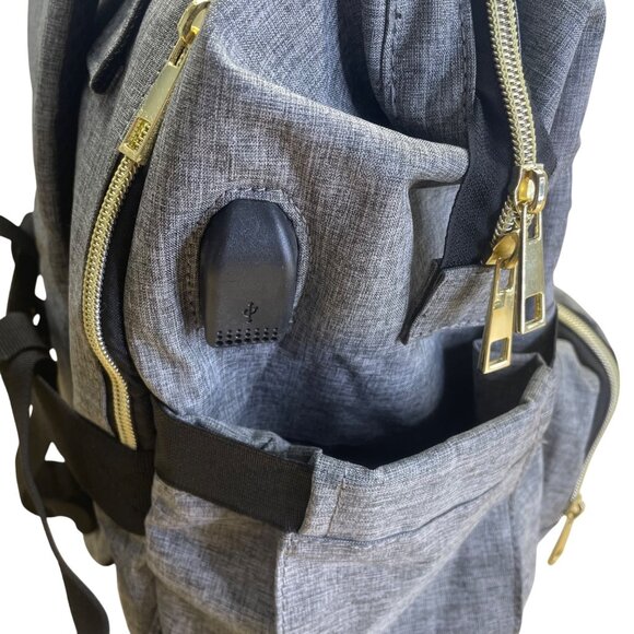 Lovevook Gray With Gold Accents Adjustable Straps Viola l Laptop Backpack Sz M - Picture 16 of 16